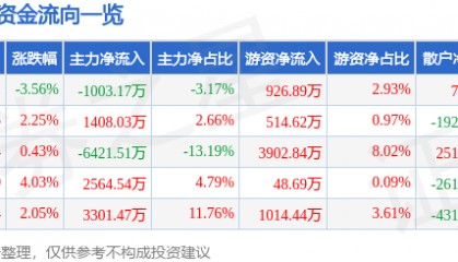 股票行情快报：徐家汇（002561）9月3日主力资金净卖出1003.17万元