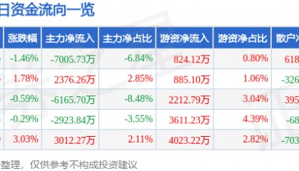 股票行情快报：长信科技（300088）8月27日主力资金净卖出7005.73万元