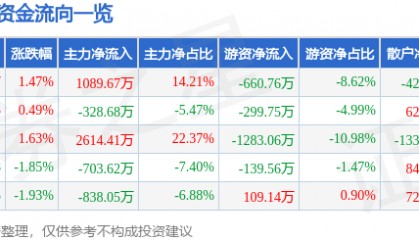 股票行情快报：徐家汇（002561）6月24日主力资金净买入1089.67万元