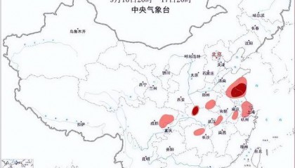 双预警齐发！江苏湖北等地将有10级以上雷暴大风