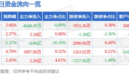 股票行情快报：盛和资源（600392）8月28日主力资金净卖出4640.26万元
