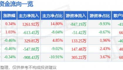 股票行情快报：徐家汇（002561）7月25日主力资金净买入1261.92万元
