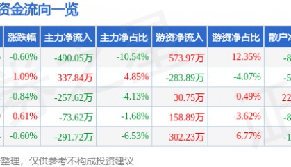 股票行情快报：徐家汇（002561）6月12日主力资金净卖出490.05万元