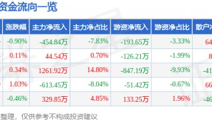 股票行情快报：徐家汇（002561）7月29日主力资金净卖出454.84万元