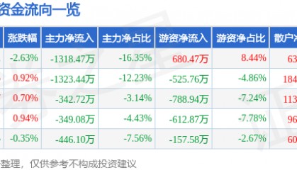 股票行情快报：徐家汇（002561）7月15日主力资金净卖出1318.47万元