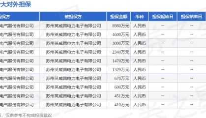 英威腾披露12笔对外担保，被担保方为苏州英威腾电力电子有限公司