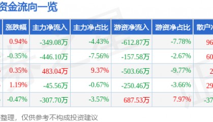 股票行情快报：徐家汇（002561）7月10日主力资金净卖出349.08万元