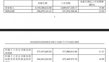 兆易创新上半年利润5.8亿元